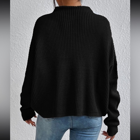 Cozy Oversized Mock Neck Long Sleeve Ribbed Knit Sweater Top - Picture 6 of 8